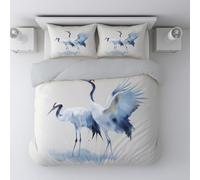 Générique Housse de Couette 180 x 200 cm avec 2 Taies Oreiller 80 x 80 cm Ensemble de Literie en Microfibre Douce et Respirante Ensemble de 3 pièces Aquarelle Animal Grue couronnée Bleu