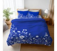 Générique Housse de Couette 180 x 200 cm avec Taies Oreiller 80 x 80 cm Douceur Exquise Respirant Housses de Couette Parure de Lit 3 Pièces pour Lit Double Bleu Simple Rétro Cosmos