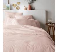 Générique Housse de Couette 2 Pieces 140 x 200 cm Unie 100% Percale de Coton Peigné - 80 Fils/cm² + 1 taies d'oreiller 65 x 65 cm Volant piqué Percale 1 Place Certifié Luxury Qualite (Rose)
