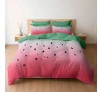 Générique Housse de Couette 200 x 200 Aquarelle Pastèque Fraîche, Haut de Gamme Parure de Lit et 2 x Taie d'oreiller, Lot de 3, Vert Écume, Linge de Lit en Microfibre avec Fermeture Éclair