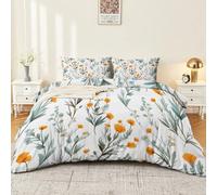 Générique Housse de Couette 200 x 200 cm - Microfibre Parure de Lit avec Vintage Rustique Mauvaises Herbes Imprimée, Blanc Thème Housse de Couette Set avec 2 d'oreiller 65x65cm
