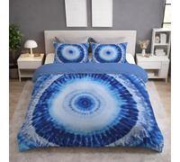 Générique Housse de Couette 200 x 200 cm, Parure de lit 200 x 200 cm 3 Pièces + 2 Taies d'oreiller 65 x 65 cm, Microfibre Douce, Respirante, Anti-Froissement, Bleu, Artistique Superposé Texture