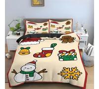 Générique Housse de Couette 200x200 Bonhomme De Neige Parure de Lit NoëL Ensemble de Literie 3 Pièces - Housse Couette en Microfibre Douce et 2 Taies d'oreiller, avec Fermeture Éclair -KG2512