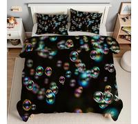 Générique Housse de Couette 200x200 Bulles De Savon Parure de Lit 200x200 Bulles ColoréEs Linge de Lit Doux Respirant Microfibre avec Fermeture À Glissière et 2 Taie d'oreiller 65x65 cm -Gc2266
