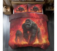 Générique Housse de Couette 200x200 Chimpanzé Parure de Lit 200x200 Orang-Outan Gorille, Douce Microfibre Housse de Couette Double avec 2 Taie Oreiller, Zippée M24