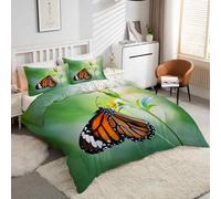 Générique Housse de Couette 200x200 Chrysalide De PapillonFleurs Ensemble de Literie 3 Pièces - Housse Couette en Microfibre Douce et 2 Taies d'oreiller, avec Fermeture Éclair -kK1762