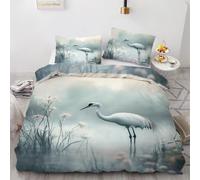 Générique Housse de Couette 200x200 Cigogne Blanche Parure De Lit 200x200 Adulte Microfibre avec Fermeture Éclair Parure De Couette en Microfibre Douce avec 2 Taie d'oreiller