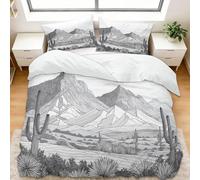 Générique Housse de Couette 200x200 cm Cactus Gris du Désert Parure de Lit Polyester Coton Housse Couette avec 2 Taies d'oreiller 65x65cm, Douce et Résistante Aux Rides