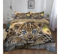 Générique Housse de Couette 200x200 cm Guépard Animal Ado 3D Imprimé 3 Pièces Parure De Lit en Coton Polyester, Parure de Couette 1/2 Personnes et 2 Taies d'oreiller
