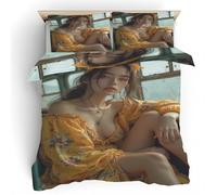 Générique Housse de Couette 200x200 Fille Sexy Imprimé, Parure de lit Femme Sexy Réversible Microfibre avec Fermeture Éclair, 2 Personnes, Ensemble de Literie 3 Pièces et 2 Taies d'oreiller P66h