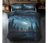 Générique Housse de Couette 200x200 Galaxie Parure de Lit 200x200 Ciel Étoilé, Douce Microfibre Housse de Couette Double avec 2 Taie Oreiller, Zippée M20