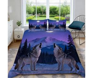 Générique Housse de Couette 200x200 Meute de Loups Parure de Lit 2 Personnes des Bois 3 Pièces Housse Couette en Microfibre Douce Imprimé 3D avec 2 Taies d'oreiller 65x65 cm