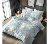 Générique Housse de Couette 200x200 Mignon Lapin, Decoration Chambre | Parure de Lit Motif Nursery De Lapin, 2 Personnes Reversible, 2 Taies d'oreiller 65x65, Zip, Microfibre, F7t69