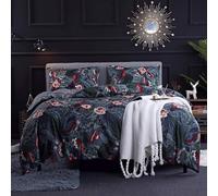 Générique Housse de Couette 200x200 Motifs Floraux Parure de Lit 200x200 Microfibre Doux et Confortable Housse Couette Vert Profond avec 2 Taie Oreillers 65x65 QD1084