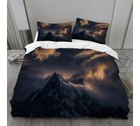 Générique Housse de Couette 200x200 Nuages, Parure de Lit Sommet De Montagne, Sets de Housses de Couettes 3 Pièces Microfibre avec Fermeture Éclair et 2 Taies d'oreiller 65x65 cmH1606