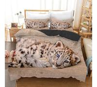 Générique Housse de Couette 200x200 Panthère des neiges avec 2 Taies d'oreiller 65x65, Parure de Lit 200x200 Douce et Respirante, aux Chambres Décor 5G9X181108