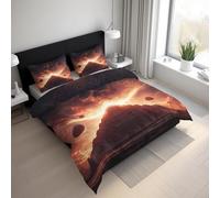 Générique Housse de Couette 200x200 Pyramide Parure de Lit 200x200 Egypte Science-Fiction, Douce Microfibre Housse de Couette avec 2 Taie Oreiller, Zippée 21D&-55