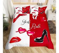 Générique Housse de Couette 200x200 Talons Hauts Parure de Lit 200x200 Adulte 2 Personnes avec Fermeture Éclair Sets de en Microfibre avec 2 Taie d'oreiller 65x65 cm