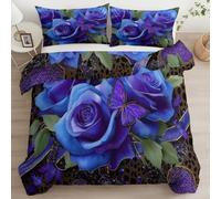 Générique Housse de Couette 220 x 240 cm Fleurs Animaux Roses Papillons Fille Garcon Moderne, Parure de Lit Enfant Double Sided Sets de Housses de Couettes À avec 2 Taie d'oreiller 65 x 65 cm