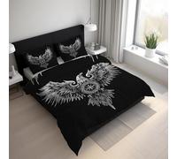 Générique Housse de Couette 220x240 Aigle Viking - Parure de Lit Runes Tribal Mythologie Nordique, Zippée Microfibre Réversible Parure Housse Couette avec 2 Taies d'oreiller LGS14sL