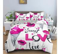 Générique Housse de Couette 220x240 Amour Parure de Lit 220x240 Adulte Housses de Couettes Microfibre avec Fermeture Éclair avec 2 Taie d'oreiller 65x65 cm 5G10X270551