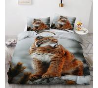 Générique Housse de Couette 220x240 Animaux Rares Parure de Lit Lynx Ensemble de Literie 3 Pièces - Housse Couette en Microfibre Douce et 2 Taies d'oreiller, avec Fermeture Éclair -Kg3419