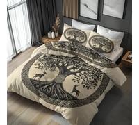 Générique Housse de Couette 220x240 Arbre De Vie, 2 Personne - Parure de Lit Motif Celtique, Decoration Chambre, 2 Taies d'oreiller 65x65, Zippée, Microfibre L&-6876