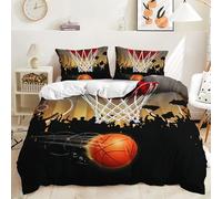 Générique Housse de Couette 220x240 Basket Impression 3D Parure de Lit 2 Personnes pour GarçOn Adolescent Adulte Jeux de Balle Sets de Housses de Couette en Microfibre avec Fermeture éClair
