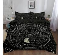 Générique Housse de Couette 220x240 cm Ciel Étoilé Constellations Noir Parures de Lit Enfants Polycoton Douce et Confortable Housse de Couette Impression 3D avec 2 Taie d'oreiller