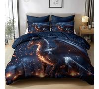 Générique Housse de Couette 220x240 cm Dragon Fantastique Parure de Lit 2 Personnes Set de Housse de Couette Microfibre Coton avec Fermeture Éclair et 2 Taie d'oreiller 65x65cm