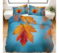 Générique Housse de Couette 220x240 cm Feuilles D'Érable Brunes Parure de Lit 1 Personne avec Fermeture Éclair Sets de Housse Couette en Polyester Coton avec 2 Taie d'oreiller 65x65cm