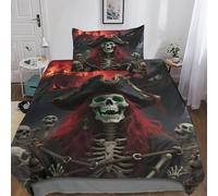 Générique Housse de Couette 220x240 Crâne de Pirate, Noir Parure de Lit, Housse Couette 3 Pièces en Microfibre, Fermeture Zippée (Comprenant Deux Taies d'oreiller, 65x65 cm) AH947