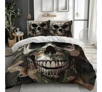 Générique Housse de Couette 220x240 Crâne Parure de Lit 220x240 Adulte Microfibre Doux et Confortable Housse Couette Camouflage avec 2 Taie Oreillers 65x65 QH119