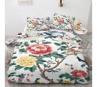 Générique Housse de Couette 220x240 Fleur De Pivoine Parure de Lit Usine Ensemble de Literie 3 Pièces - Housse Couette en Microfibre Douce et 2 Taies d'oreiller, avec Fermeture Éclair -KG4397