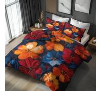 Générique Housse de Couette 220x240 Fleurs Coloré - Parure de Lit Fleurs Aquarelle 2 Personnes Decoration Chambre, 2 Taies d'oreiller 65x65, Zippée, Reversible, Microfibre (R74-z)