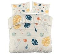 Générique Housse de Couette 220x240 Fleurs Tropicales, Minimaliste Moderne Parure Lit Microfibre Housse Couette et 2 Taies d'oreiller 65x65, Fermeture éclair, Hommes Femmes KF1