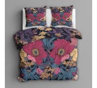 Générique Housse de Couette 220x240 Fleurs Vintage, 2 Personnes - Parure de Lit Motif Floral William Morris, 2 Taies d'oreiller 65x65, Zippée, Microfibre Doux, Decoration & Cadeaux - E61