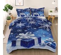 Générique Housse de Couette 220x240 Flocon de Neige, Réversible Parure de Lit Coffret Cadeau 2 Personnes, Ensemble de literie Microfibre 3 Pièces avec Fermeture Éclair + 2 Taie d'oreiller 65x65