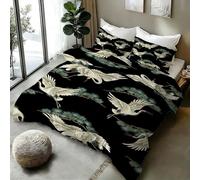 Générique Housse de Couette 220x240 Grue 3D Imprimé Réversible Parure de Lit 2 Personnes Oiseau Douce Microfibre 3 Pièces Literie avec Fermeture éclair et 2 Taie d'oreiller A-206