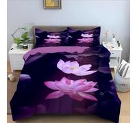 Générique Housse de Couette 220x240 Lotus Parure de Lit 220x240 Adulte Ultra Doux Housses de Couettes Microfibre avec Fermeture Éclair avec 2 Taie d'oreiller 65x65 cm 5W8Q140053