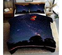 Générique Housse de Couette 220x240 Lune de Sang sous Un Ciel étoilé Parure de Lit 220x240 Adulte Microfibre Doux et Confortable Housse Couette Voie lactée avec 2 Taie Oreillers 65x65 GF605