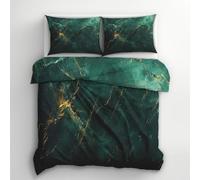 Générique Housse de Couette 220x240 Marbre Vert - Parure de Lit Abstrait 2 Personnes Decoration Chambre, 2 Taies d'oreiller 65x65, Zippée, Reversible, Microfibre D&GAS109