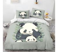 Générique Housse de Couette 220x240 Panda Adorable Parure Lit Microfibre Housse Couette et 2 Taies d'oreiller 65x65, Fermeture éclair, Hommes Femmes Amusement pour Enfants NP548