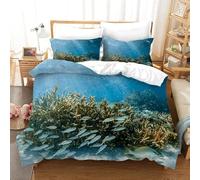 Générique Housse de Couette 220x240 sous La Mer Parure de Lit 220x240 Adulte 2 Personnes avec Fermeture Éclair Sets de en Microfibre avec 2 Taie d'oreiller 65x65 cm 5W8Q140899