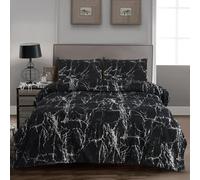 Générique Housse de Couette 220x240 Texture marbrée Parure de Lit 220x240 Adulte Microfibre Doux et Confortable Housse Couette Noir avec 2 Taie Oreillers 65x65 QH1025