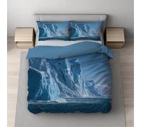 Générique Housse de Couette 240 x 220 cm Glacier Mer Iceberg, Parure de Lit Réversible en Microfibre Douce avec Taies d’Oreiller, avec Fermeture Éclair Cachée, Facile d’Entretien, Bleu