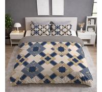 Générique Housse de Couette 240 x 220 cm - Nahtlos Magnifique Carreaux Parure de Lit 240 x 220 cm pour Adulte 2 Personne et Taies d'oreiller au Toucher Microfibre Imprimée Set 3 pièces Jaune