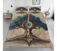 Générique Housse de Couette 240 x 260 Arbre de la Vie Imprimé, Parure de lit Mythologie Nordique Réversible Microfibre avec Fermeture Éclair, Ensemble de Literie 3 Pièces et 2 Taies d'oreiller T238s
