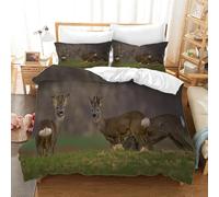 Générique Housse de Couette 240 X 260 Cerf Brun Foncé, Animal Parure de Lit, Housse Couette 3 Pièces en Microfibre, Fermeture Zippée (Comprenant Deux Taies d'oreiller, 65x65 cm) AK2634