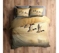 Générique Housse de Couette 240 x 260 Chasse au Canard 2 Personnes, Parure de Lit Reversible Imprimé Canards Colverts, Microfibre, 2 Taies d'oreiller 65x65, avec Fermeture Éclair AC1458